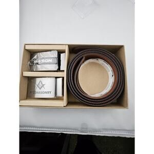 Masonic Double Sided Black Brown Leather Adjustable Pant Size 28-40 (2) Buckles